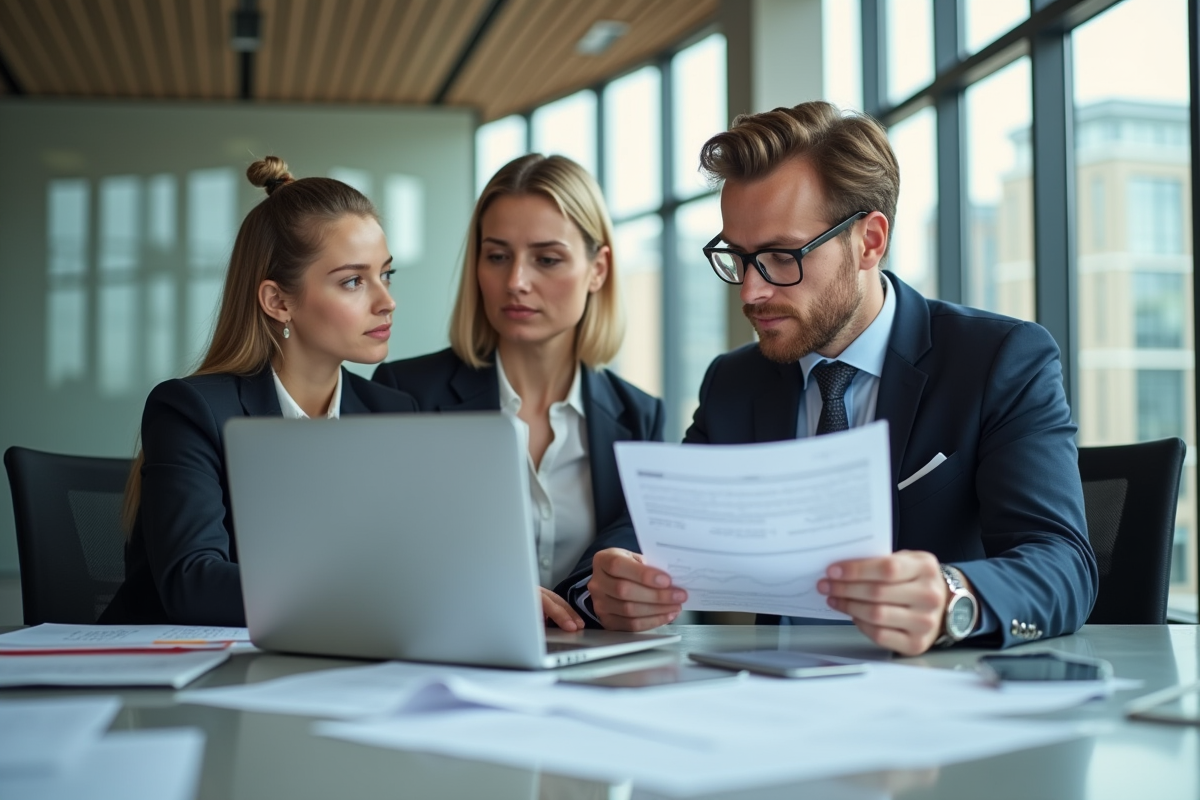 Auditeur professionnel en bureau moderne lors d'un audit ISO 9001