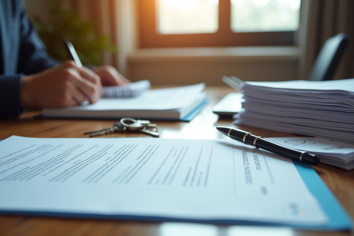 Bureau bien éclairé avec documents et lettre de licenciement