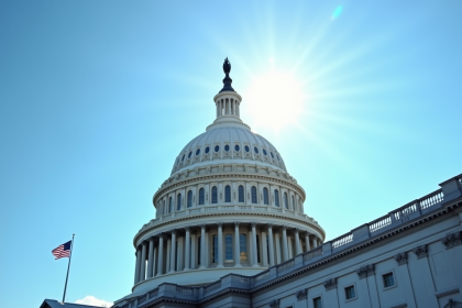Vue du capitole des Etats-Unis sous un ciel bleu ensoleille