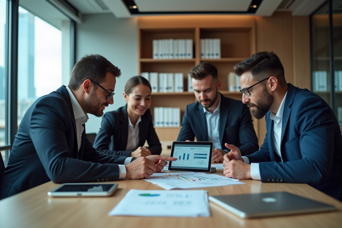 Groupe de professionnels discutant autour d une table
