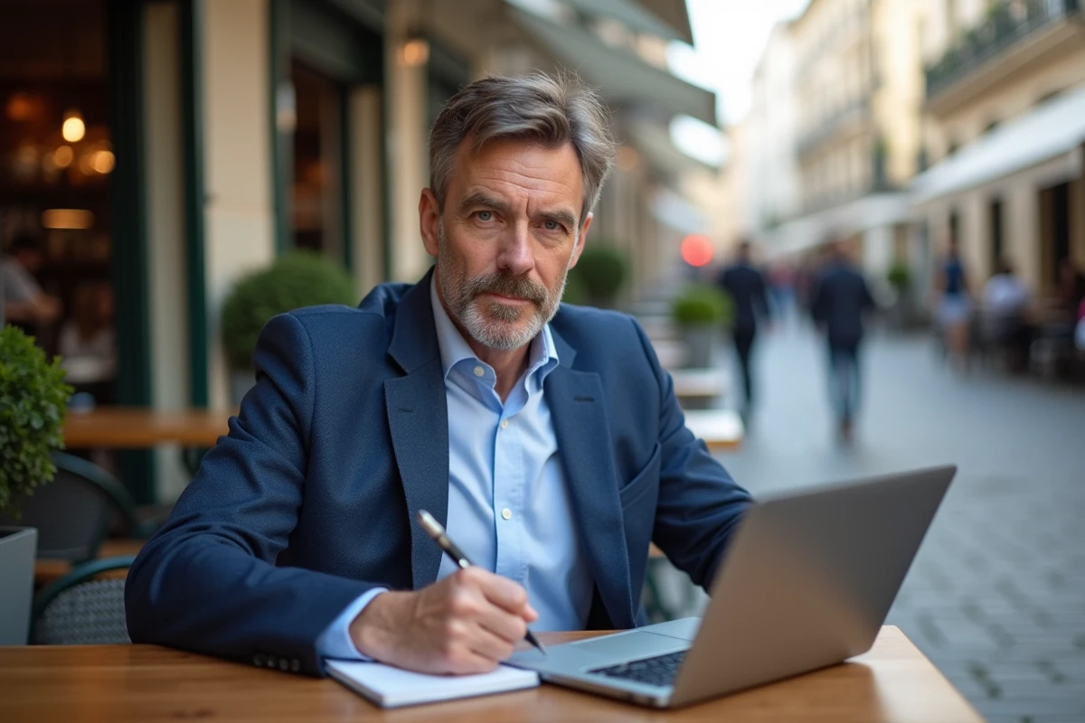 Consultant SEO travaillant dans un café à Rennes