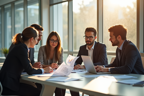 Équipe d'affaires moderne en open space collaboratif