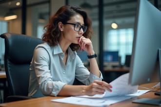 Femme d affaires en réunion dans un bureau moderne