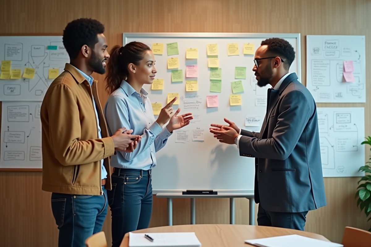 Groupe de jeunes professionnels en discussion