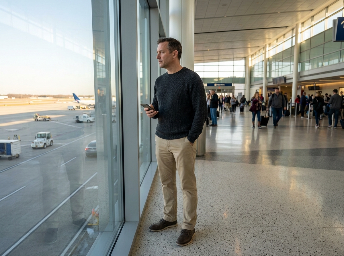 Homme pensif regardant par la fen&ecirc;tre &agrave; l