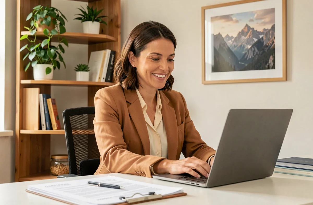 Sophie Bousquet, experte-comptable en Savoie, dans son bureau accueillant