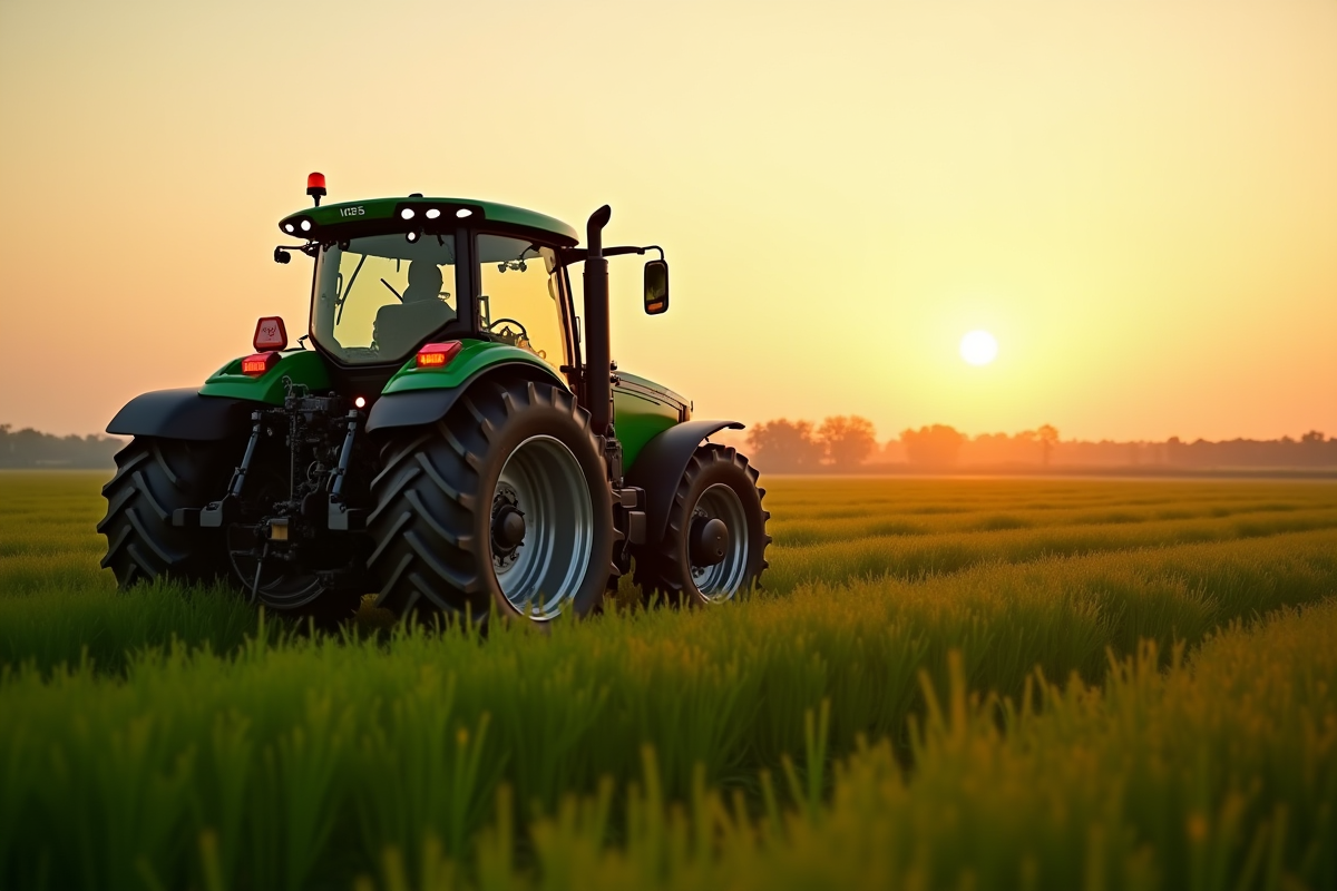 Tracteur moderne avec capteurs autonomes en champ